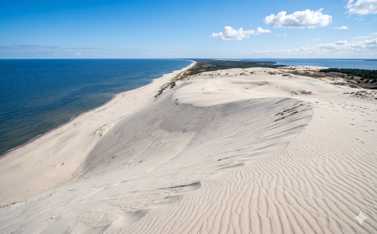 De duinen en dennenbossen van de Koerse Schoorwal tussen de Oostzee en de lagune