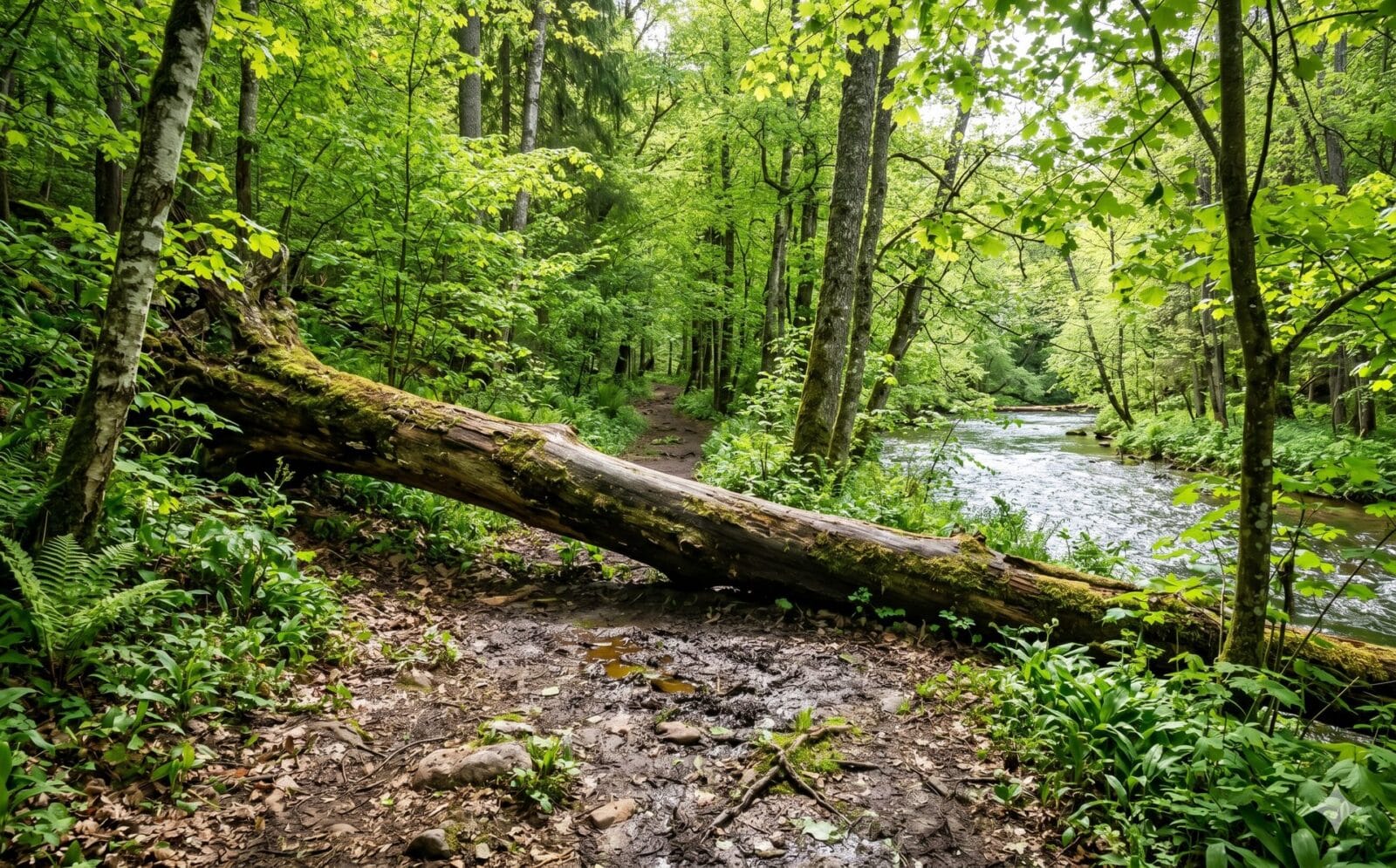 De rivier de Amata door een bebost dal in het Gauja-park, Letland