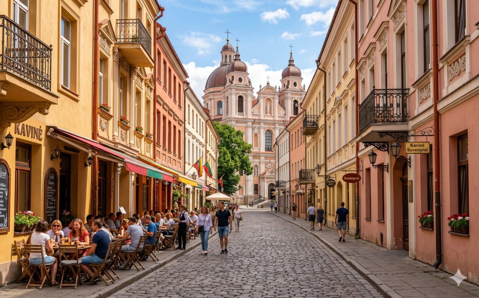 Het oude centrum van Vilnius met barokke kerktorens