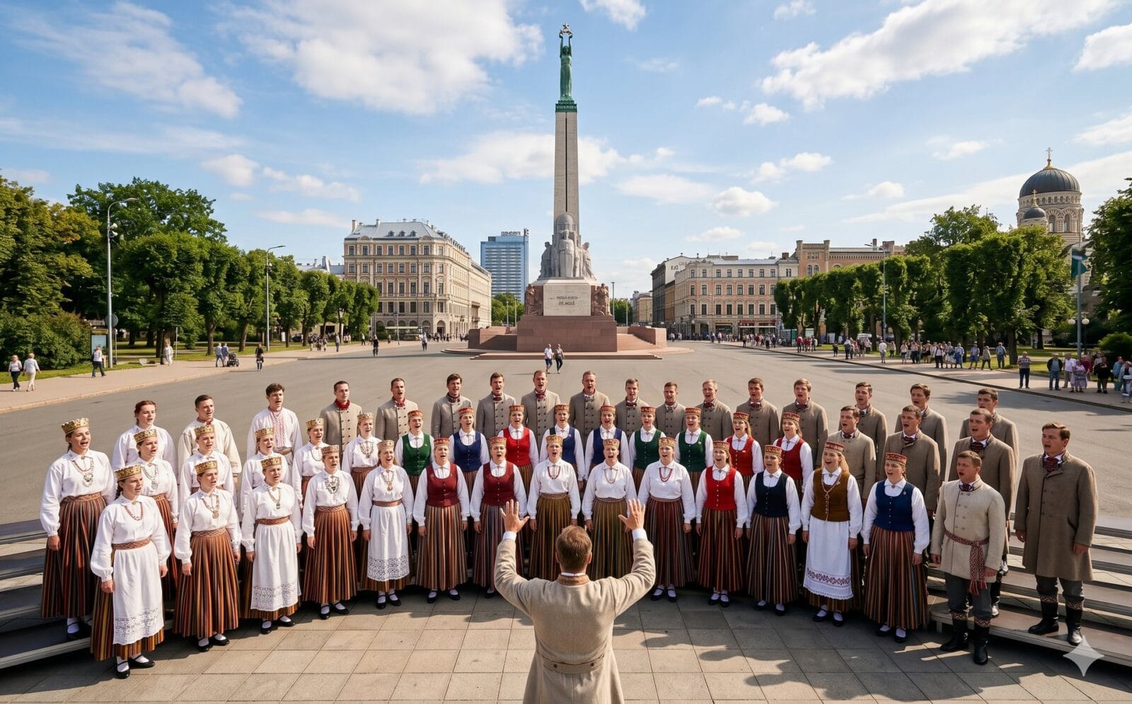 Het Vrijheidsmonument in het centrum van Riga