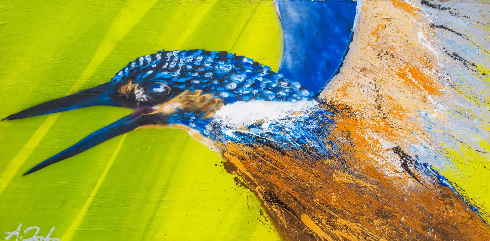 IJsvogel op de muurschildering aan de Kurt-Eisner-Strasse, Leipzig