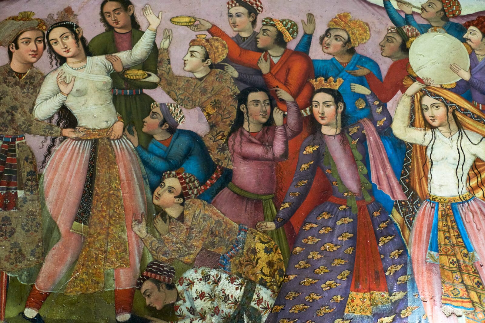 Perzisch fresco van een gezelschap in Chehel Sotoun, Isfahan