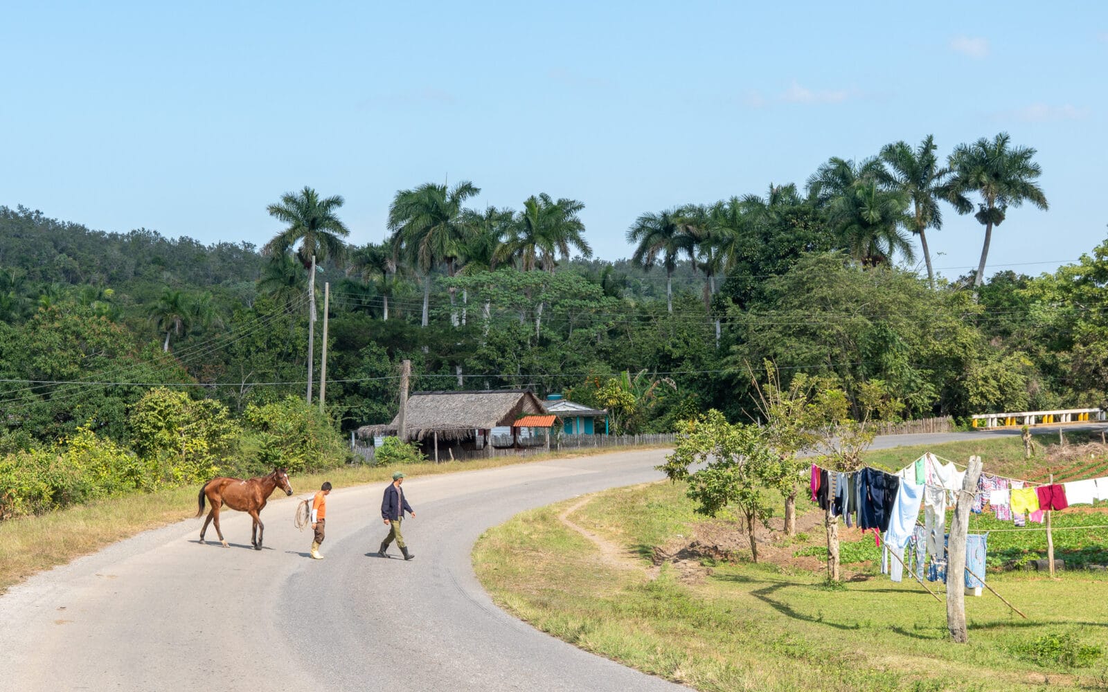 Twee mannen met een paard op de weg van La Palma naar Viñales