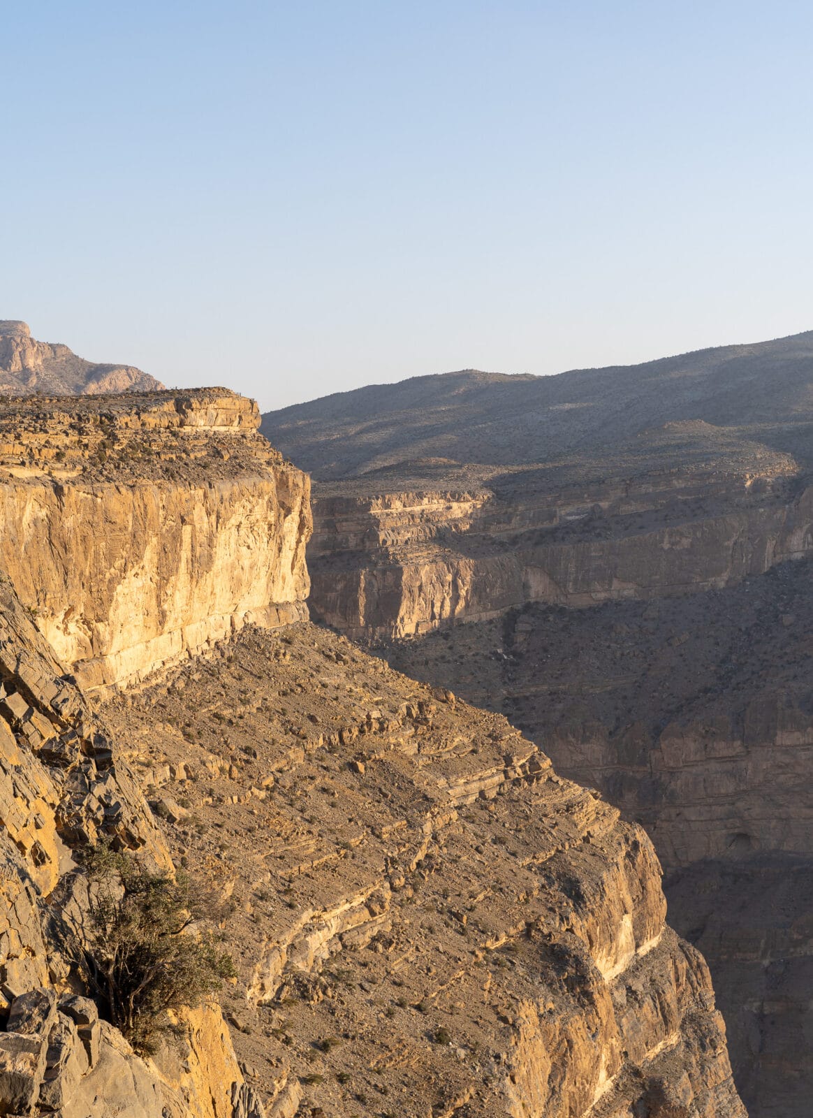Kliffen van Jebel Shams in het ochtendlicht