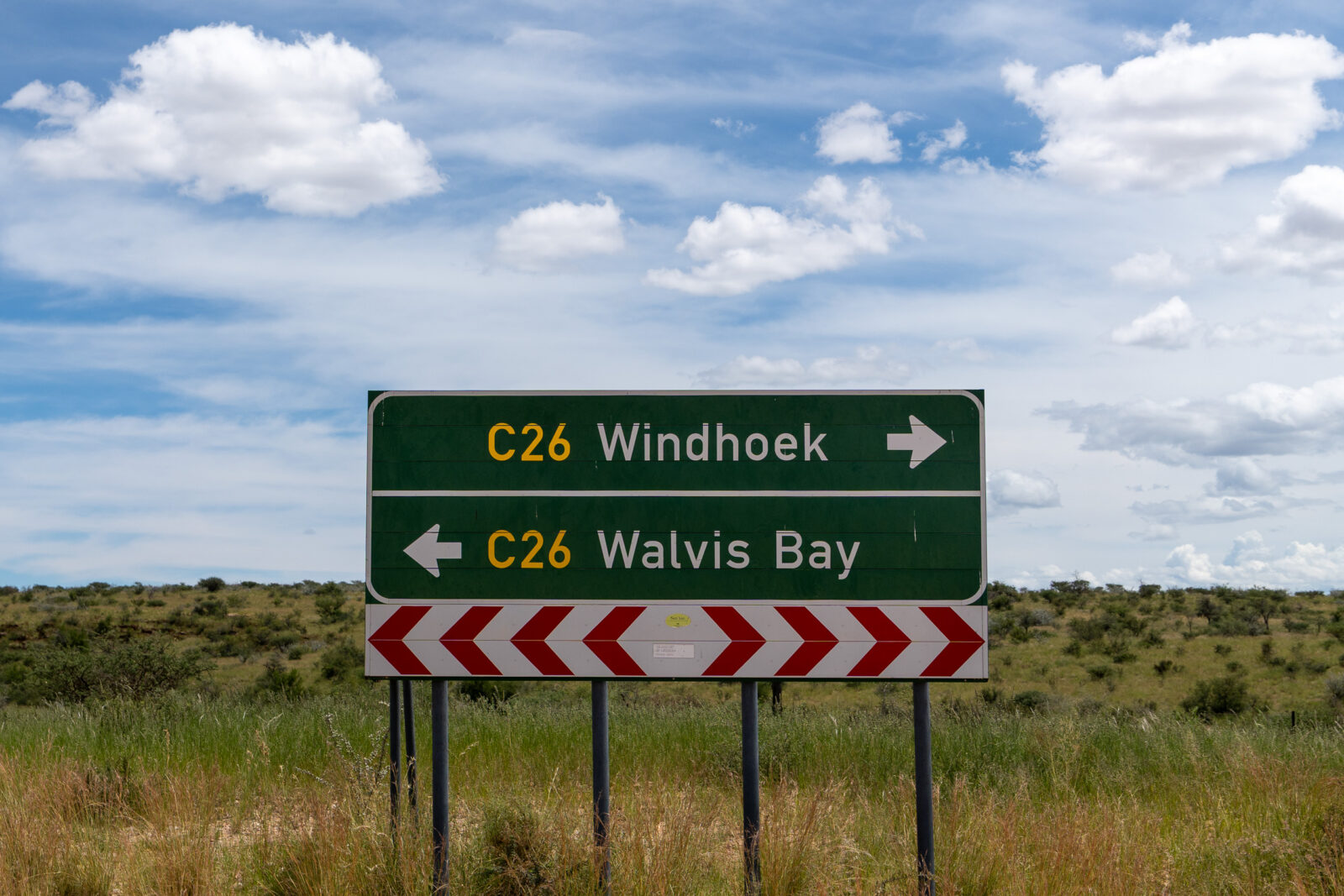 Two paths in the vast Namibian landscape