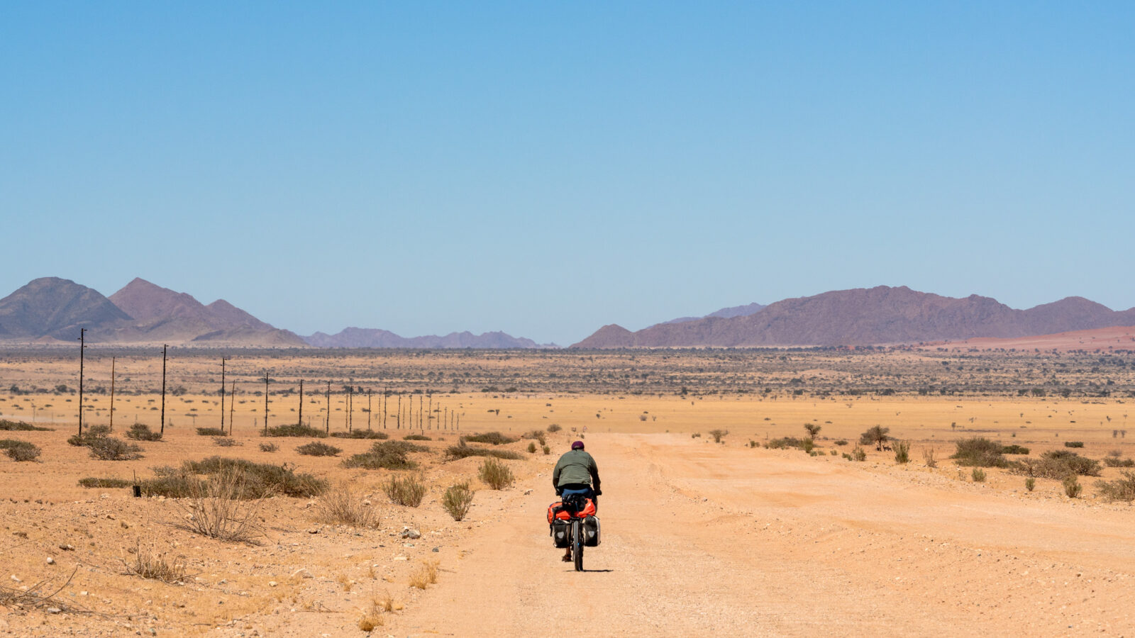 Cycling alone across the endless desert
