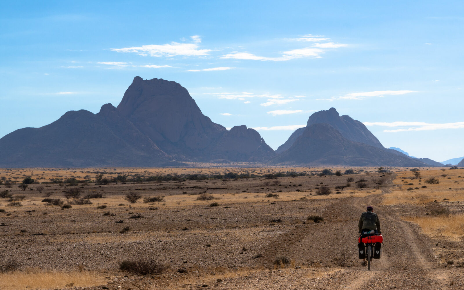 Cycling journey through majestic desert