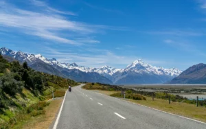 Uitzicht over het Mackenzie Basin bij Glentanner, Canterbury, tijdens de fietsreis door Nieuw-Zeeland